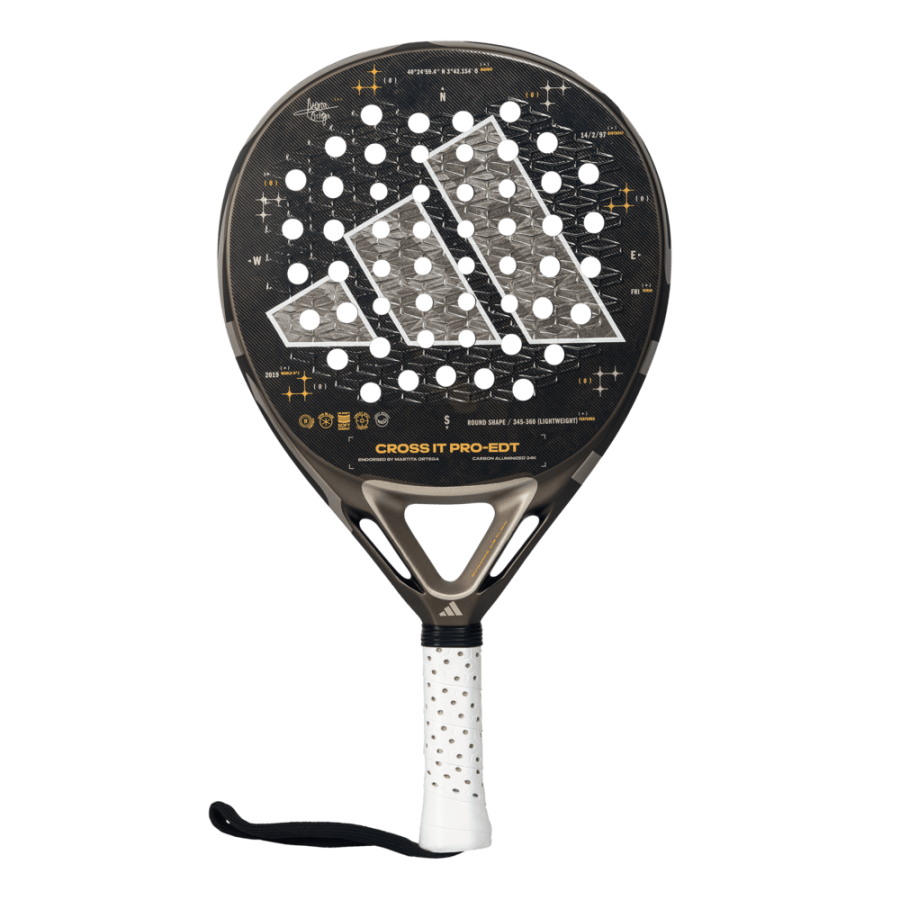 Paddle racket with Adidas branding on a white background