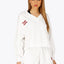 Osaka Women V Neck Cropped Sweater | White