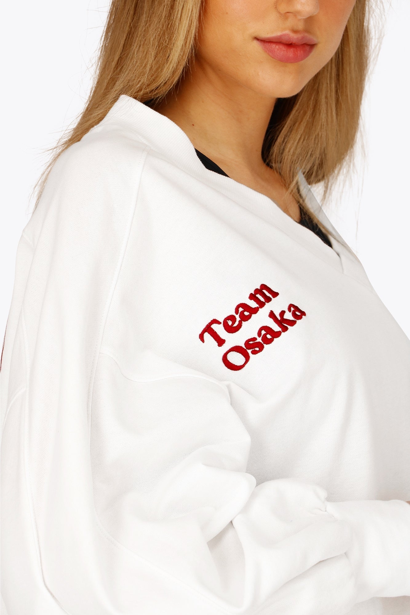 Osaka Women V Neck Cropped Sweater | White