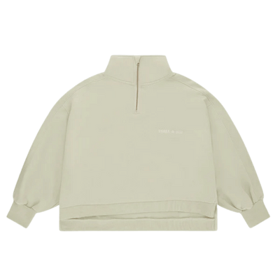 Osaka Women Cropped Half Zip Sweater | Warm Grey